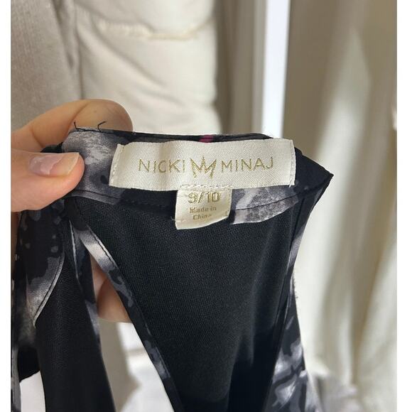 Nicki Minaj Juniors Size 9/10 Black Abstract Animal Print Skater Dress #0503 - Picture 6 of 11